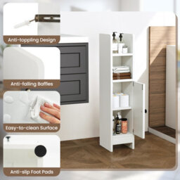 Gainoom Bathroom White Storage Cabinet Small Corner Floor Cabinet With Door - thumbnail 9