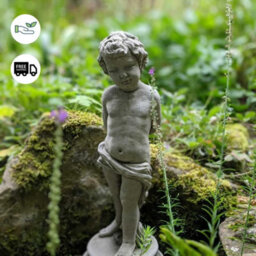 Oakley Charming Stone Cast Vine Boy Statue - thumbnail 3