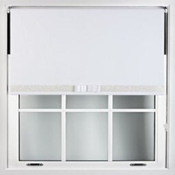 Furnished White Blackout Roller Blind With Decorative White Glitter & White Bow - Trimmable (W)125Cm X (L)210Cm - thumbnail 1