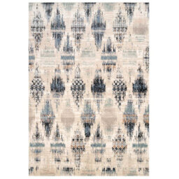 Loomed Navy Blue Beige Distressed Diamond Trellis Soft Living Area Rug 80X150Cm - thumbnail 6