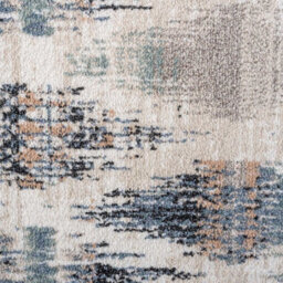Loomed Navy Blue Beige Distressed Diamond Trellis Soft Living Area Rug 80X150Cm - thumbnail 3