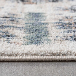 Loomed Navy Blue Beige Distressed Diamond Trellis Soft Living Area Rug 80X150Cm - thumbnail 5