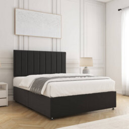 Bsspoke Aria Divan Bed Set Black Plush Velvet With 24Inch Headboard No Mattress No Drawers In Single Double King 4Ft 6Ft - thumbnail 3