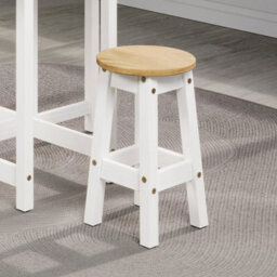 Core Products Corona Pair Of White Low Breakfast Stools - Rustic Solid Wood Farmhouse Stools 51 X 32 X 32Cm - thumbnail 2