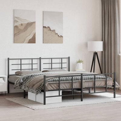 Berkfield Metal Bed Frame Without Mattress With Footboard Black 183X213Cm - image 1