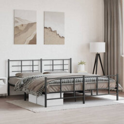 Berkfield Metal Bed Frame Without Mattress With Footboard Black 183X213Cm - thumbnail 1