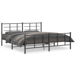Berkfield Metal Bed Frame Without Mattress With Footboard Black 183X213Cm - thumbnail 2