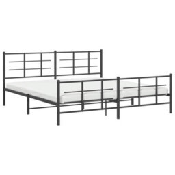 Berkfield Metal Bed Frame Without Mattress With Footboard Black 183X213Cm - thumbnail 4