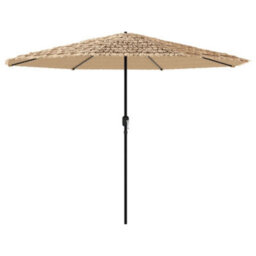 Berkfield Garden Parasol With Leds And Steel Pole Brown 324X324X247 Cm - thumbnail 2