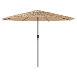 Berkfield Garden Parasol With Leds And Steel Pole Brown 324X324X247 Cm - thumbnail 6