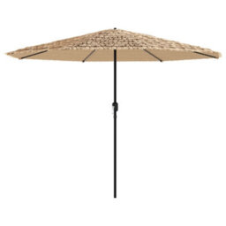 Berkfield Garden Parasol With Leds And Steel Pole Brown 324X324X247 Cm - thumbnail 4