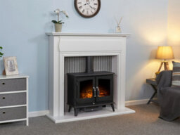 Adam Florence Stove Fireplace In Pure White & Grey, 48 Inch - thumbnail 2