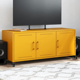 Berkfield Tv Cabinet Mustard Yellow 100.5X39X43.5 Cm Steel - thumbnail 1