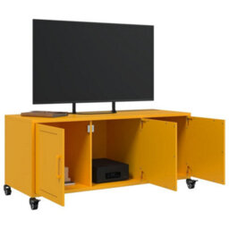 Berkfield Tv Cabinet Mustard Yellow 100.5X39X43.5 Cm Steel - thumbnail 4