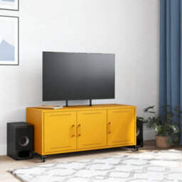 Berkfield Tv Cabinet Mustard Yellow 100.5X39X43.5 Cm Steel - thumbnail 3