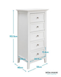 Nöa & Nani Noa & Nani Chest Of Drawers 5 Drawer Tall In Classic White Karlstad - thumbnail 8