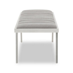 Orsina Grey Velvet Bench With Splayed Silver Legs, Channel Tufted Plush Seat, Elegant Mid Century Accent Seating - thumbnail 5