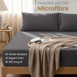Aspire Homeware Charcoal Fitted Sheet 40 Cm Extra Deep Pocket Hypoallergenic Bed Sheet Microfiber (L)190Cm X (W)137Cm, Double - thumbnail 8