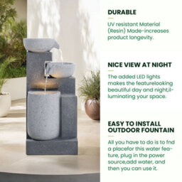 Breeins Outdoor Solar Powered Cascading Water Feature  Garden Layered Led Fountain Outdoor Ornament Statue Fountain 72Cm - thumbnail 8