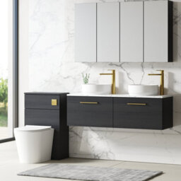 Nuie Arno Wall Hung 2-Drawer Vanity Unit With Laminate Worktop In Carrera Marble - thumbnail 4
