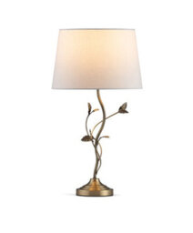 Lighting Supermarket Leaf Antique Brass Table Lamp With Ivory Linen Shade - thumbnail 2