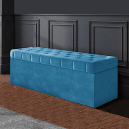 150Cm Sd Ottoman Storage Box, Duck Egg Velvet Upholstered Chesterfield Storage Ottoman Box - thumbnail 1