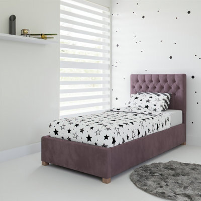 Rest Relax Mia Solo Ottoman Bed Plush Velvet Blush Pink - Single 3Ft - image 1