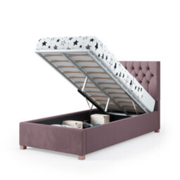 Rest Relax Mia Solo Ottoman Bed Plush Velvet Blush Pink - Single 3Ft - thumbnail 5