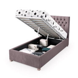 Rest Relax Mia Solo Ottoman Bed Plush Velvet Blush Pink - Single 3Ft - thumbnail 6