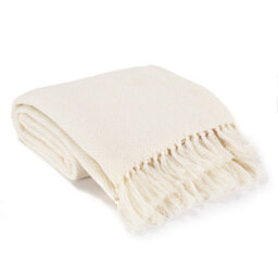 Ehc Herringbone Lightweight Soft Warm Wool  Feel Acrylic Throws For Sofa Blanket  - Ivory - thumbnail 1