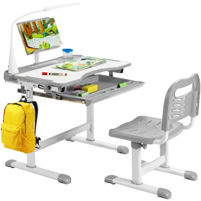 Gainoom Kids Desk And Chair Set Height Adjustable Kids Study Table And Chair Set W/book Stand - image 1