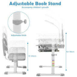 Gainoom Kids Desk And Chair Set Height Adjustable Kids Study Table And Chair Set W/book Stand - thumbnail 9