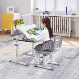 Gainoom Kids Desk And Chair Set Height Adjustable Kids Study Table And Chair Set W/book Stand - thumbnail 4