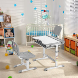 Gainoom Kids Desk And Chair Set Height Adjustable Kids Study Table And Chair Set W/book Stand - thumbnail 5