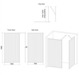 Royal Bathrooms Luxor Walk In Wet Room Fluted Shower Enclosure With 1400 X 760mm Stone Tray & Matt Black Frame 8mm Easy Clean Glass - thumbnail 8