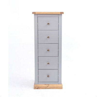 Cabinet Bits Bicarri 5 Drawer Narrow Chest Of Drawers Brass Knob - image 1
