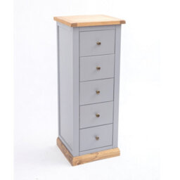 Cabinet Bits Bicarri 5 Drawer Narrow Chest Of Drawers Brass Knob - thumbnail 3