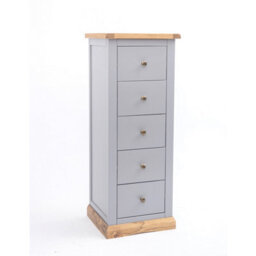Cabinet Bits Bicarri 5 Drawer Narrow Chest Of Drawers Brass Knob - thumbnail 2