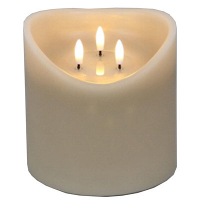 Luxe Collection Natural Glow 6X6 Taupe Melted Led Candle - image 1