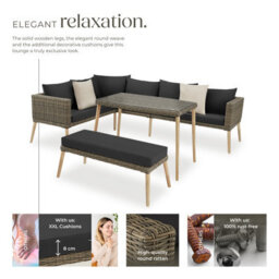 Tectake Rattan Lounge Set With Aluminum Frame, Pula  - Nature - thumbnail 3