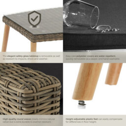 Tectake Rattan Lounge Set With Aluminum Frame, Pula  - Nature - thumbnail 5
