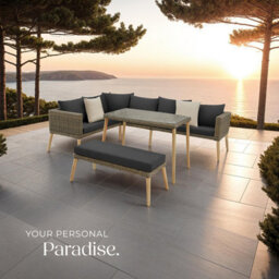 Tectake Rattan Lounge Set With Aluminum Frame, Pula  - Nature - thumbnail 8