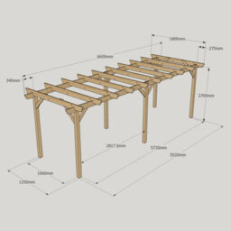 Rutland County Garden Furniture Garden Pergola 6 Posts - Wood - L180 X W660 X H270 Cm - Light Green - thumbnail 6