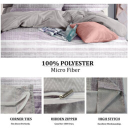 Neel Blue Double Printed Duvet Cover & 2 Matching Pillow Cases - Purple - thumbnail 7