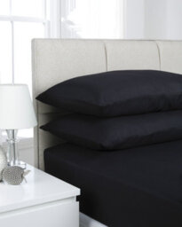 Smart Living Fitted Sheet Super Soft Cosy Easy Care Polycotton Bed Linen Luxury Bedding Bedsheet 25Cm Deep Non Iron - Black