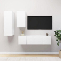 Berkfield 4 Piece Tv Cabinet Set White Engineered Wood - thumbnail 1