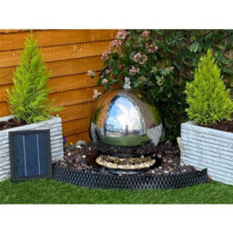 Outdoor Living UK 50Cms Stainless Steel Sphere Mains Power Water Feature With Cover - thumbnail 6