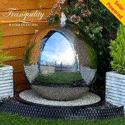 Outdoor Living UK 50Cms Stainless Steel Sphere Mains Power Water Feature With Cover - thumbnail 4