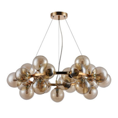 Luminosa Lighting Luminosa Modern Hanging Pendant Golden 25 Light  With Cognac Shade, G9 - image 1