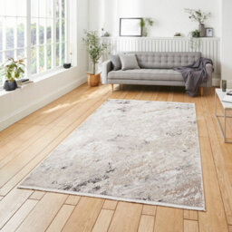 Beige Abstract Easy To Clean Modern Bedroom Dining Room And Living Room Rug -120Cm X 170Cm - thumbnail 1